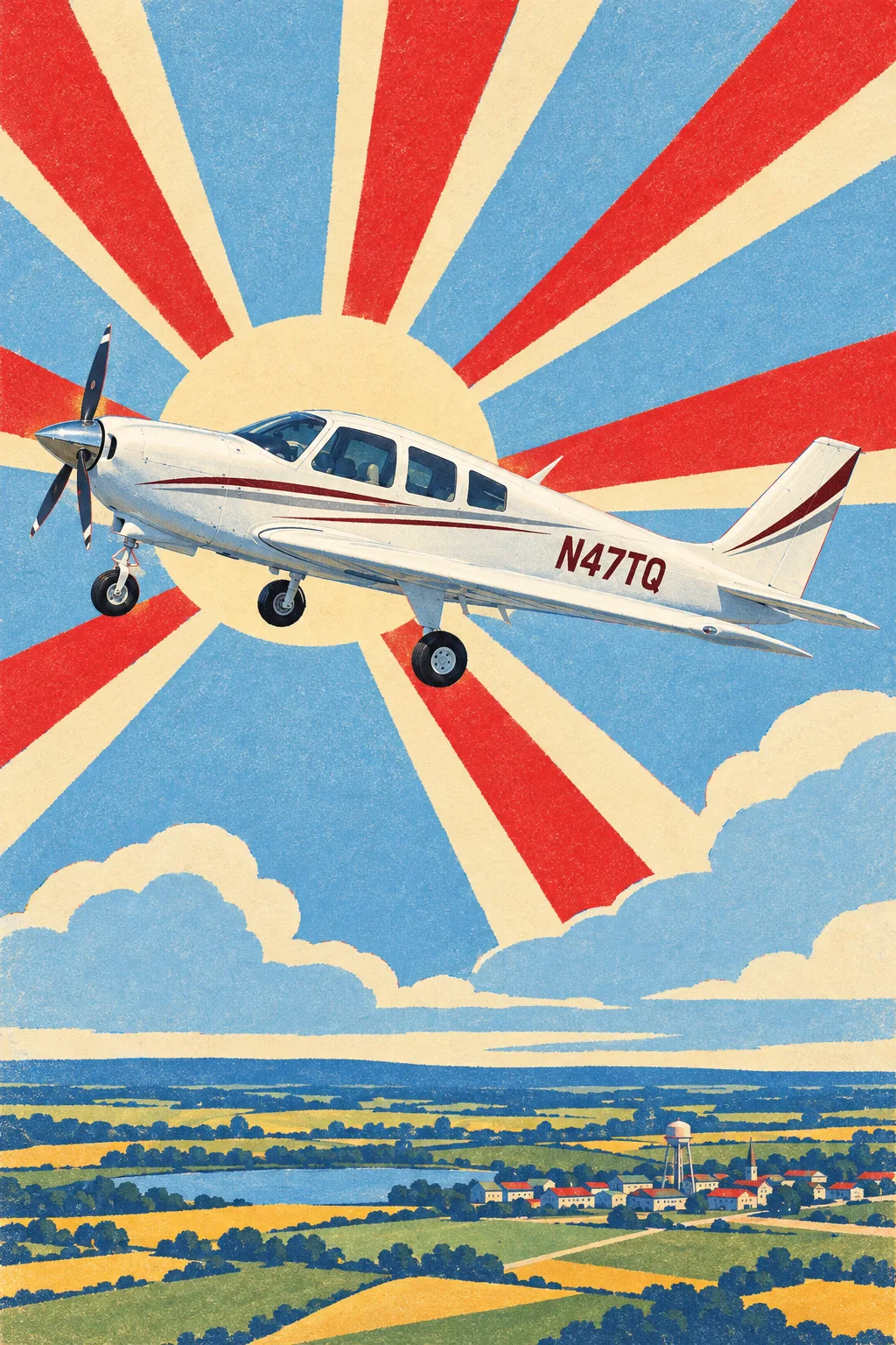 The Low-Wing, a sample aircraft, painted in the Airmail Poster 1931 style: Your aircraft, flying the mail in 1931
