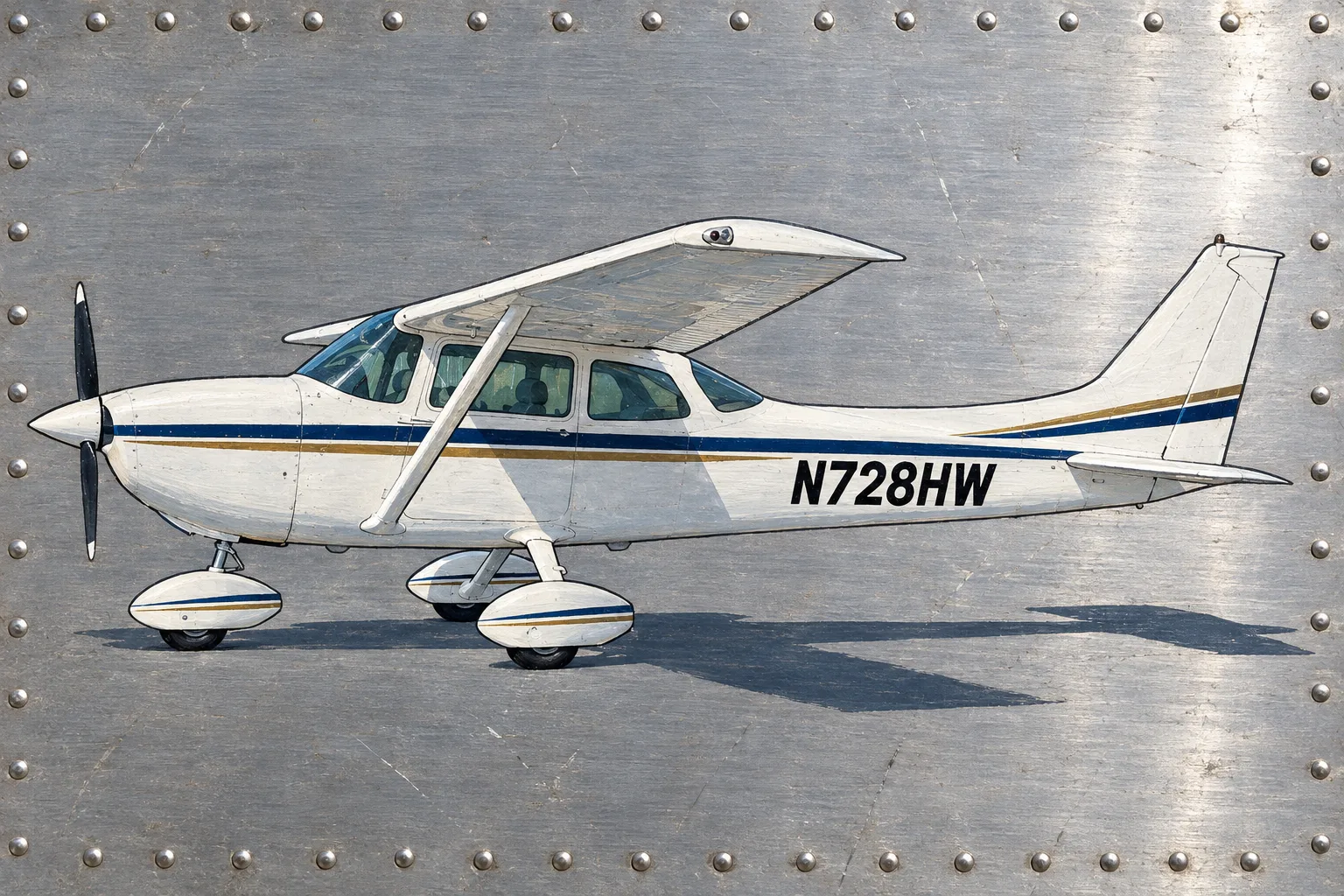 The High-Wing, a sample aircraft, painted wide in the Squadron Panel 1944 style: Your aircraft, painted on its own riveted panel