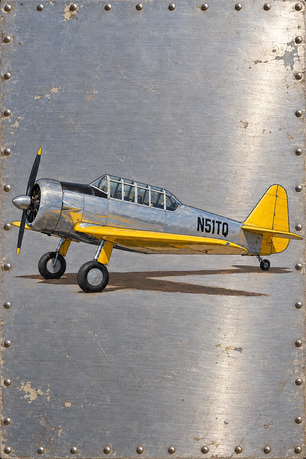 The Warbird, a sample aircraft, painted in the Squadron Panel 1944 style: Your aircraft, painted on its own riveted panel